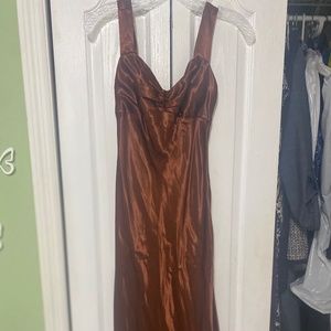 Chocolate satin floor length dress
